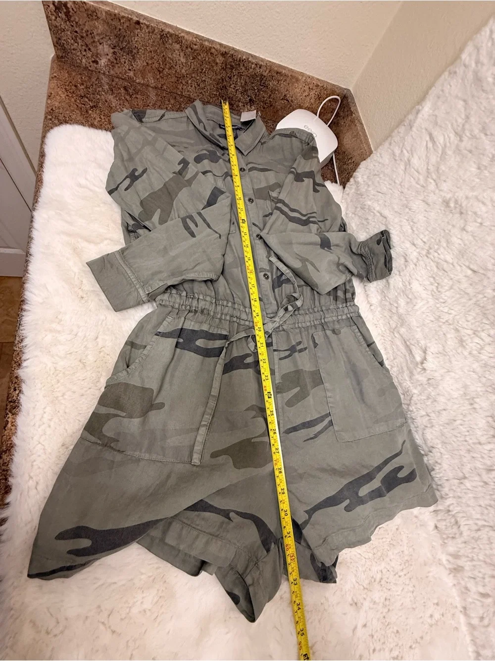 NWT‎ Chelsea & Theodore Camo Long Sleeve Button-Down Romper Jumpsuit  Shorts M